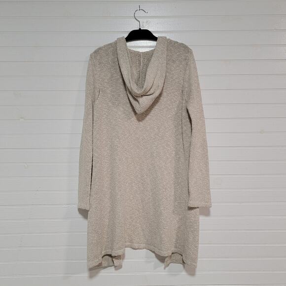 Jenni Kayne Long Oversized Linen Hooded Cardigan Sweater Size XS Pockets Oatmeal - Picture 3 of 8